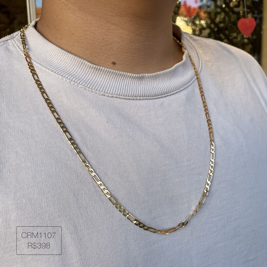 Corrente Grossa 3 x 1 60cm Lisa Dourada